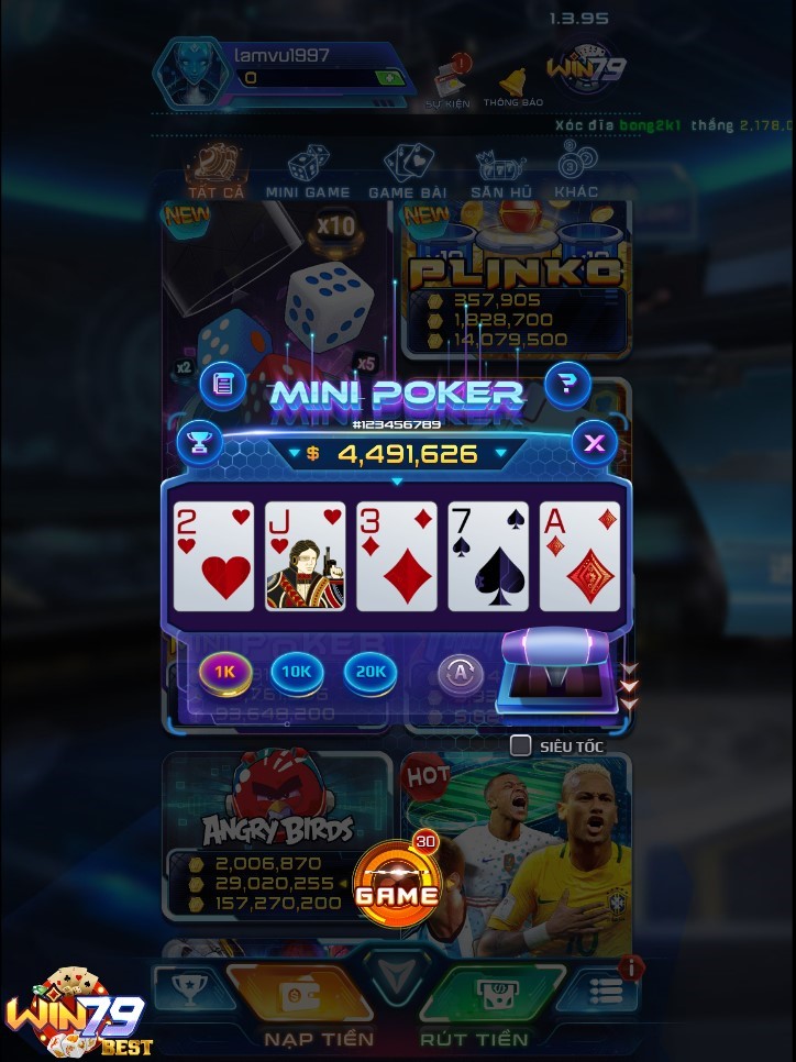 Giao diện Mini Poker tại Win79